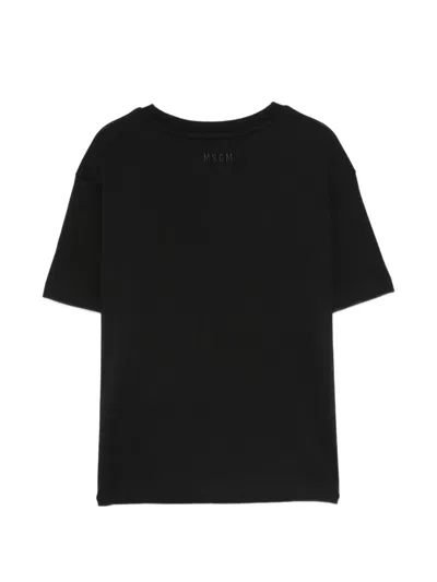 Msgm Round-cutout T-shirt In Black