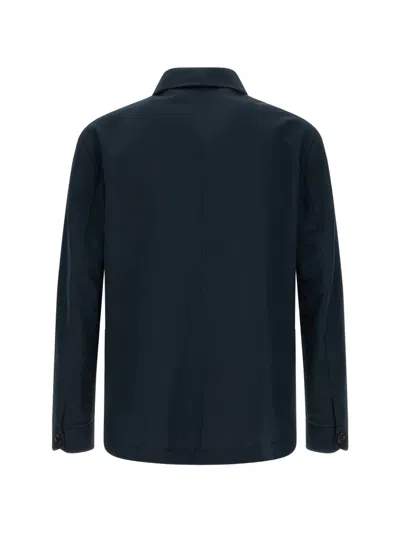 Brioni Desert Collared Jacket Front Pockets In Blue