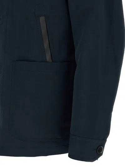 Brioni Desert Collared Jacket Front Pockets In Blue