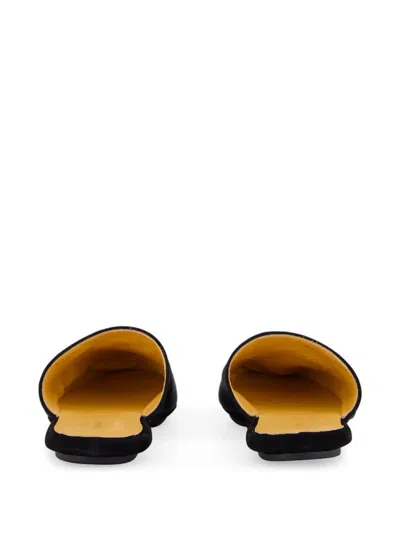 Tom Ford Flat Leather Slippers In Black