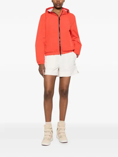Peuterey Nigle Hooded Blouson Jacket Elasticated Cuffs Hem In Orange