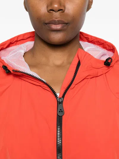 Peuterey Nigle Hooded Blouson Jacket Elasticated Cuffs Hem In Orange