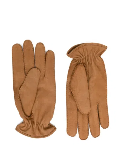 Visvim Leather Gloves In Brown