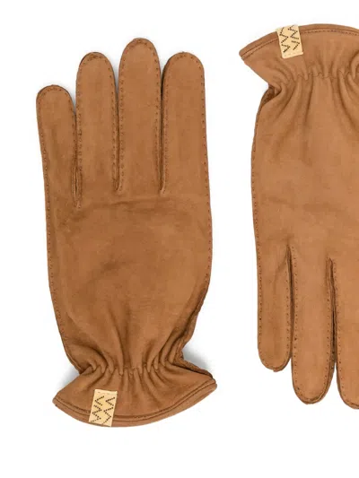 Visvim Leather Gloves In Brown