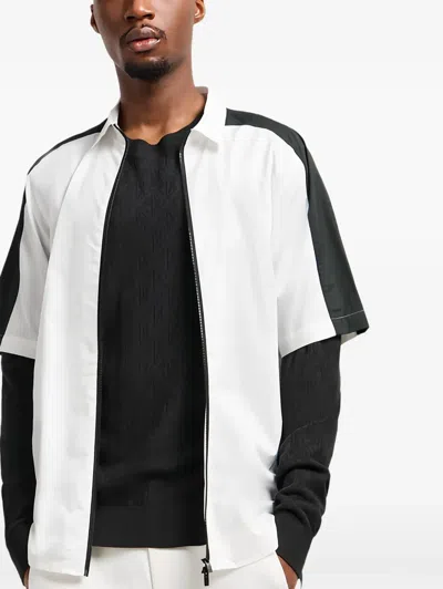 Armani Exchange Panel Zip Shirt In White