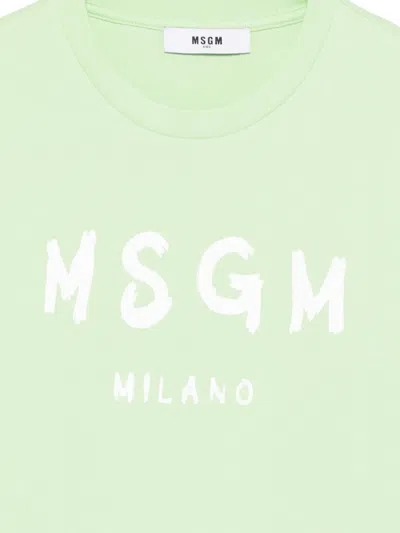 Msgm Logo-print T-shirt In Green
