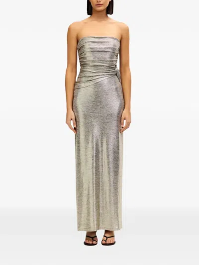 Significant Other Caera Ruched Strapless Dress In Gray