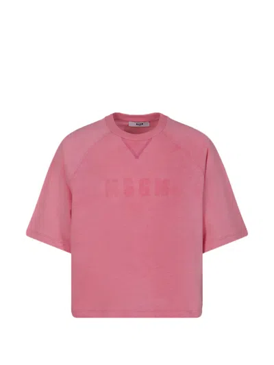 Msgm Short-sleeve T-shirt In Pink