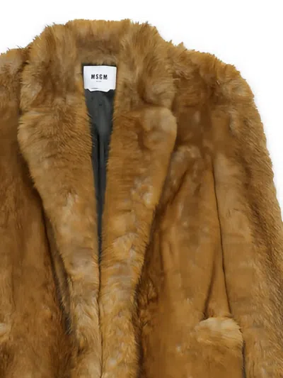 Msgm Pocket Coat In Brown