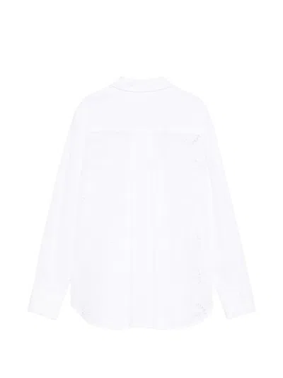 P.a.r.o.s.h Womens Eyelet Detail Long Sleeve Shirt In White