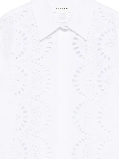 P.a.r.o.s.h Womens Eyelet Detail Long Sleeve Shirt In White