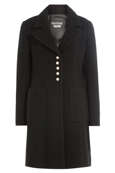 Boutique Moschino Virgin Wool Coat In Black