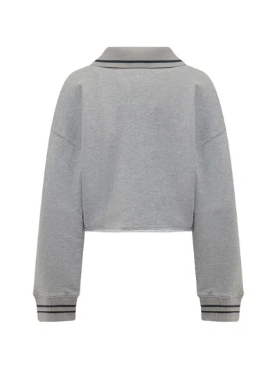 Off-white Script Polo Sweatshirt In Gray
