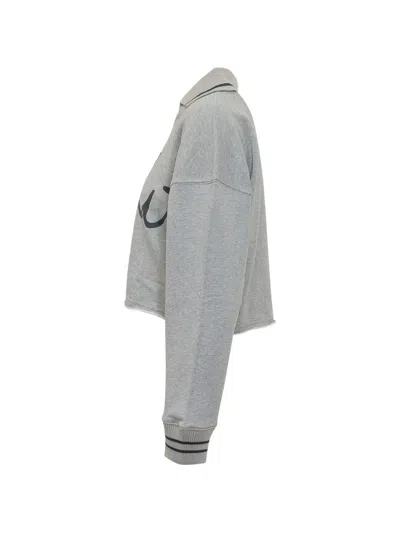 Off-white Script Polo Sweatshirt In Gray