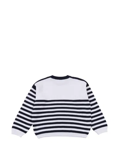 Balmain Striped Sweater In White
