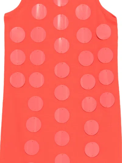 Msgm Circle-appliqué Dress In Red