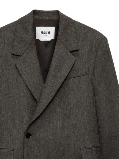 Msgm Double-breasted Blazer In Gray