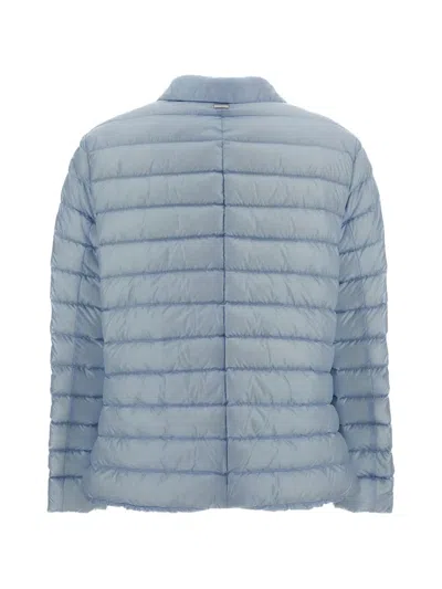 Herno Women Button-up Down Jacket In Blue