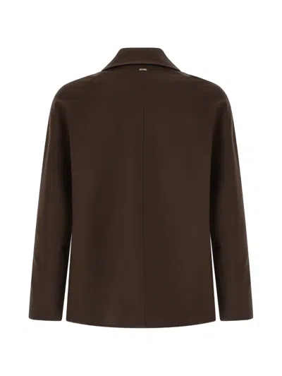 Herno Buttoned Shirt Jacket In Brown