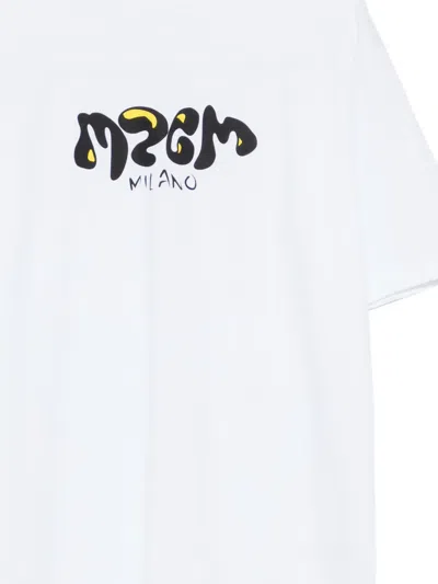 Msgm Short-sleeve Logo-print T-shirt In White