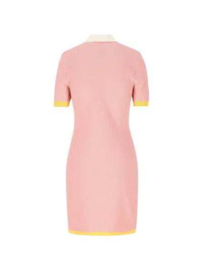 Fendi Women Cotton And Silk Blend Short Dress With All-over Ff Motif In Pink