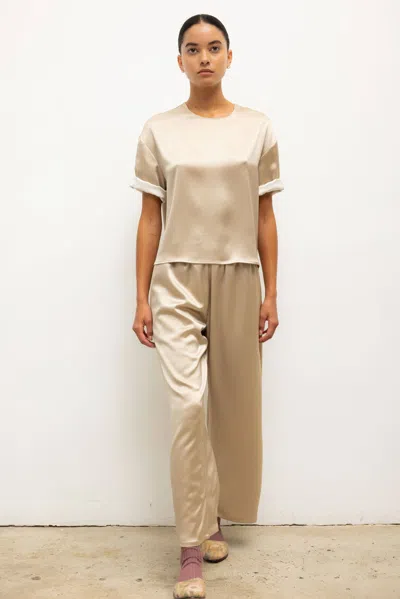 Leset Barb Crop Drawstring Pant In Sand In Neutral