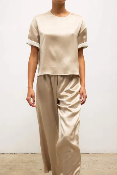 Leset Barb Crop Drawstring Pant In Sand In Neutral