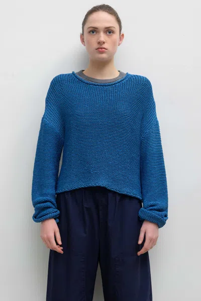 Leset Ben Open-knit Cotton Sweater In Blue