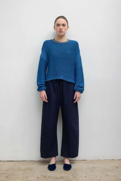 Leset Ben Open-knit Cotton Sweater In Blue