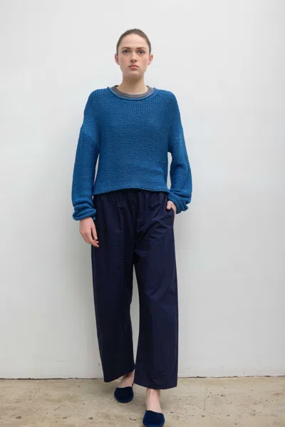 Leset Ben Open-knit Cotton Sweater In Blue