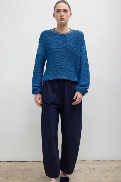 Leset Ben Open-knit Cotton Sweater In Blue