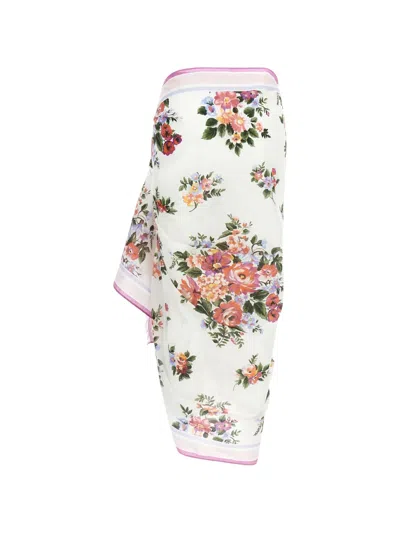 Dolce & Gabbana Women Cotton Beach Wrap With Floral Print In Multi