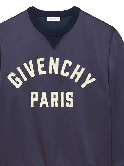 Givenchy Paris Sweatshirt In Satin In Blue