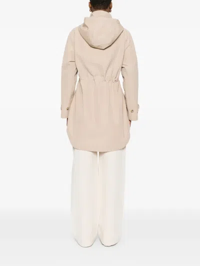 Fay Hooded Midi Parka Coat Drawstring Waist In Pink