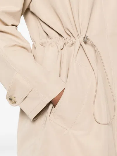 Fay Hooded Midi Parka Coat Drawstring Waist In Pink