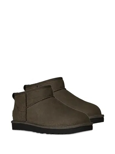 Ugg Embossed Stitching Leather Boots In Brown