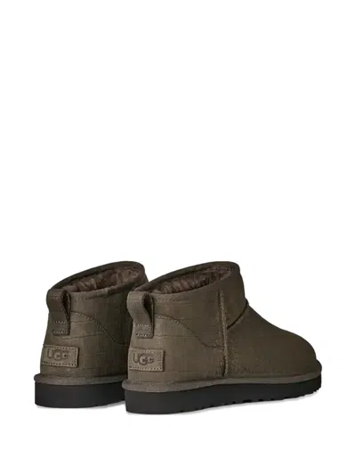 Ugg Embossed Stitching Leather Boots In Brown
