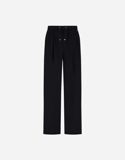Herno Wide Leg High Waist Satin Trousers For Women In Black