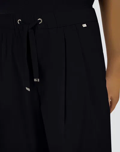 Herno Wide Leg High Waist Satin Trousers For Women In Black