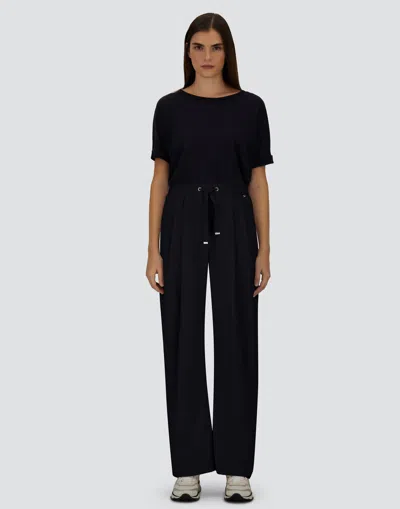 Herno Wide Leg High Waist Satin Trousers For Women In Black