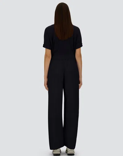 Herno Wide Leg High Waist Satin Trousers For Women In Black