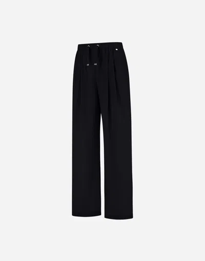 Herno Wide Leg High Waist Satin Trousers For Women In Black