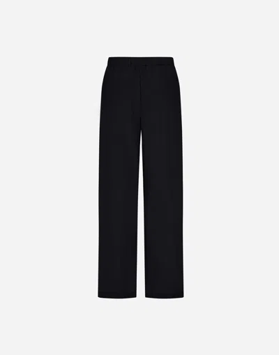 Herno Wide Leg High Waist Satin Trousers For Women In Black