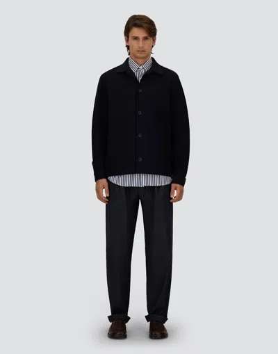 Herno Collared Jacket Long Sleeves Front Pockets In Blue