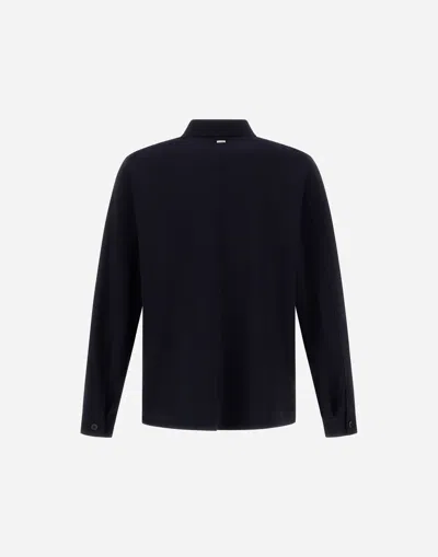 Herno Collared Jacket Long Sleeves Front Pockets In Blue