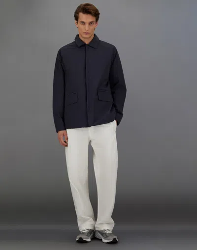 Herno Laminar Zip-front Collared Jacket In Blue
