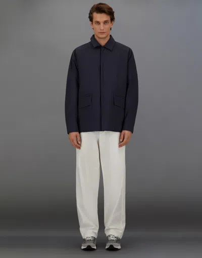 Herno Laminar Zip-front Collared Jacket In Blue
