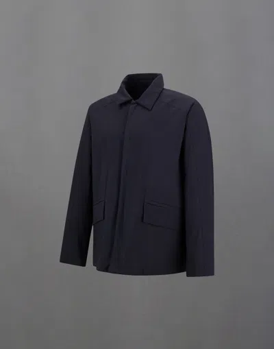 Herno Laminar Zip-front Collared Jacket In Blue