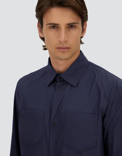 Herno Shacket In Micro Ripstop Nylon In Blue
