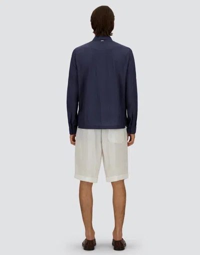 Herno Shacket In Micro Ripstop Nylon In Blue